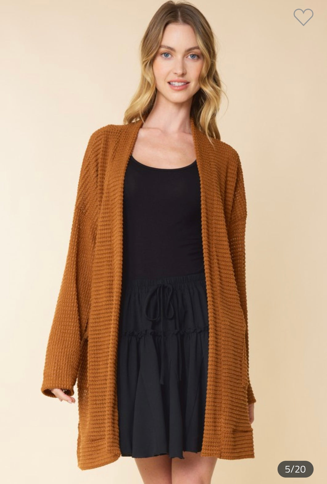 Waffle Knit Cardigan - Pumpkin