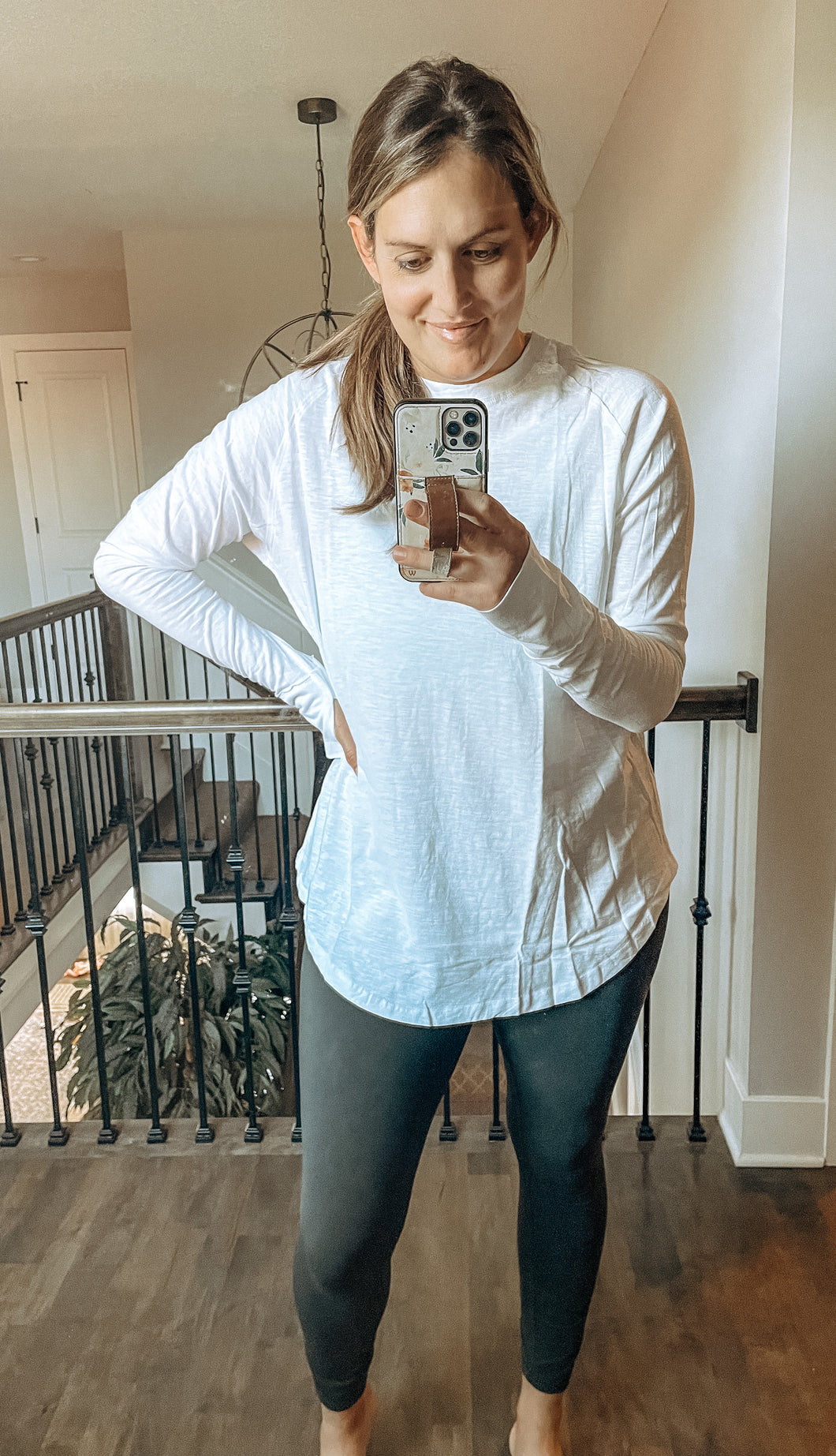 White Loose Fit Thumbhole Top