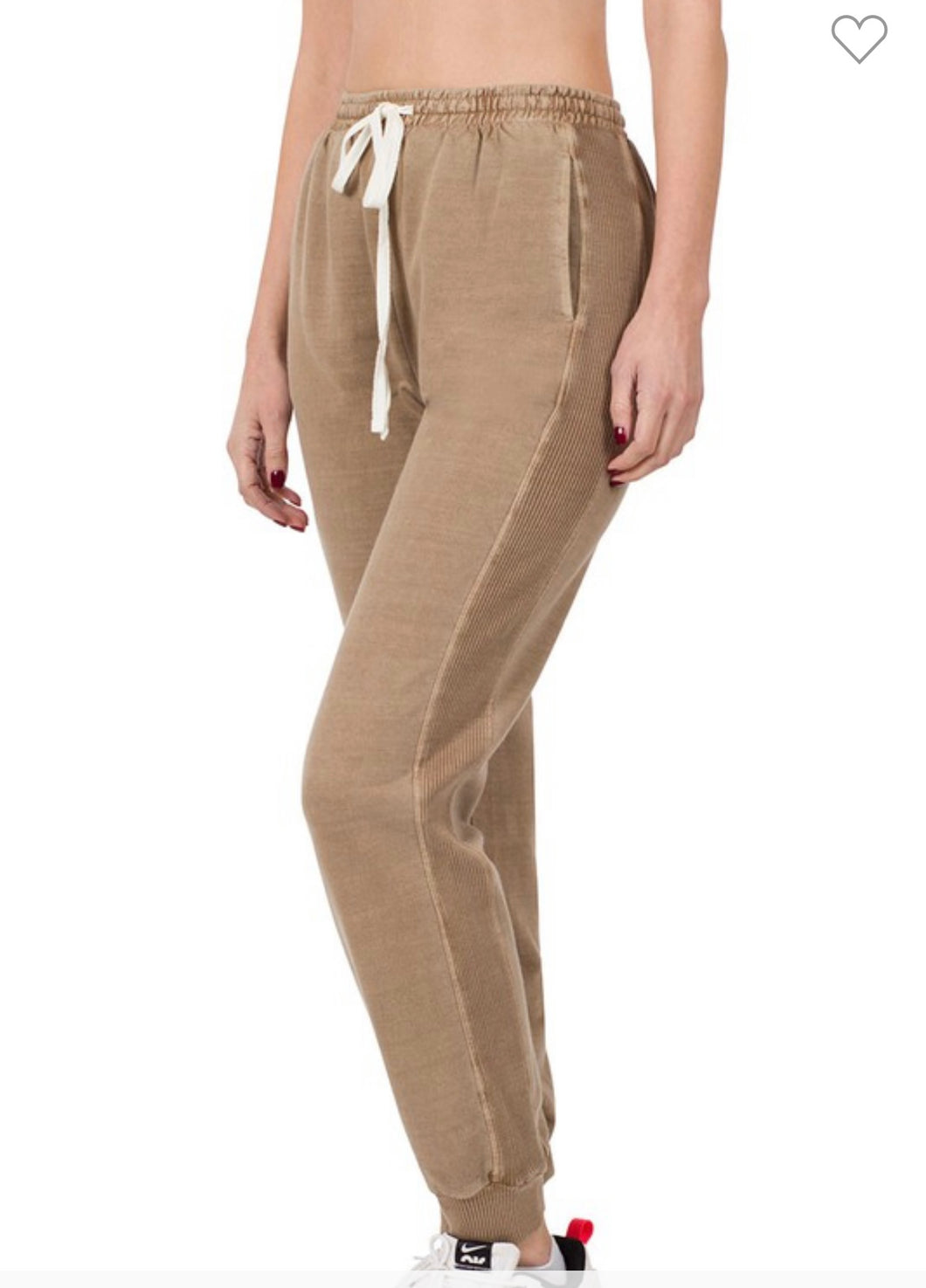 Drawstring Waist Jogger Pants- Mocha