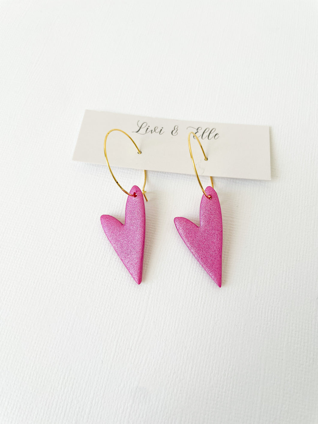 Hot Pink Heart Hoops